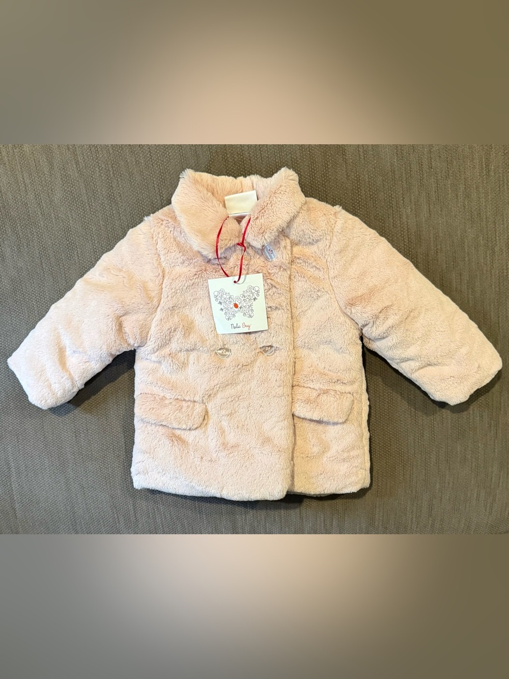 Nula Bug Faux Fur Baby Coat - Light Blush Pink